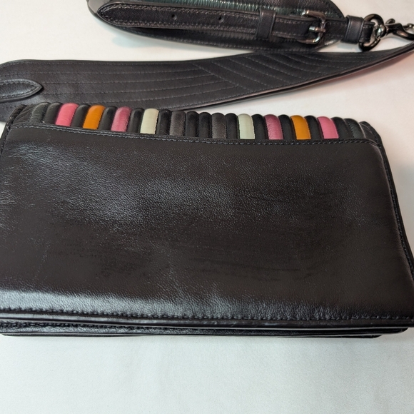 Coach Foldover Clutch Colorbock Quilting With Rivets Crossbody Bag - Picture 3 of 16